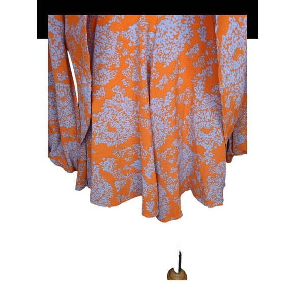 Long Sleeve Floral Print Romper Rust Burnt Orange and Lilac Size M - Picture 6 of 10